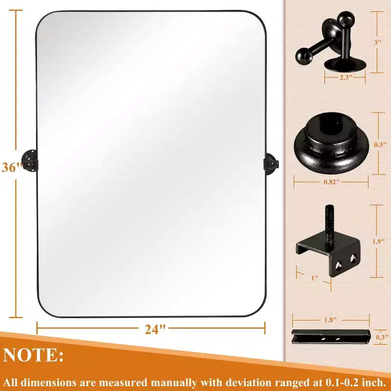 Iron Metal Frame Windowpane Wall Mirror Farmhouse Rustic Elegant Decor for Living Room Bedroom Bathroom Entryway