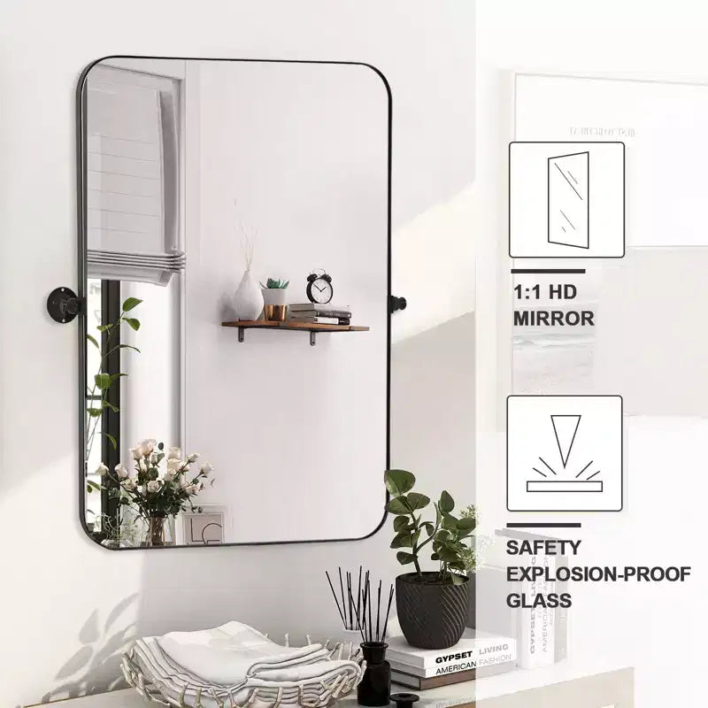 Iron Metal Frame Windowpane Wall Mirror Farmhouse Rustic Elegant Decor for Living Room Bedroom Bathroom Entryway