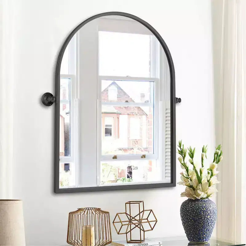 Iron Metal Frame Windowpane Wall Mirror Farmhouse Rustic Elegant Decor for Living Room Bedroom Bathroom Entryway