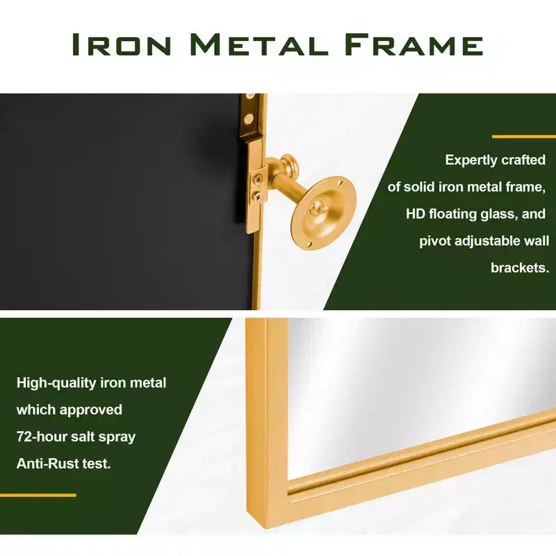 Iron Metal Frame Windowpane Wall Mirror Farmhouse Rustic Elegant Decor for Living Room Bedroom Bathroom Entryway