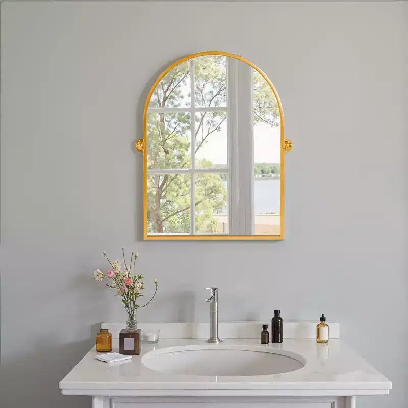 Iron Metal Frame Windowpane Wall Mirror Farmhouse Rustic Elegant Decor for Living Room Bedroom Bathroom Entryway