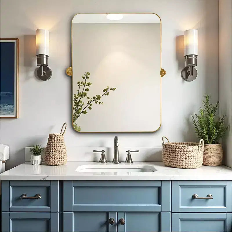 Iron Metal Frame Windowpane Wall Mirror Farmhouse Rustic Elegant Decor for Living Room Bedroom Bathroom Entryway