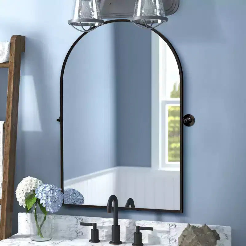Iron Metal Frame Windowpane Wall Mirror Farmhouse Rustic Elegant Decor for Living Room Bedroom Bathroom Entryway