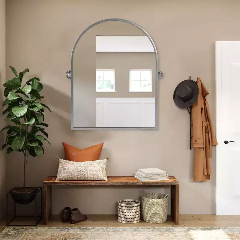 Iron Metal Frame Windowpane Wall Mirror Farmhouse Rustic Elegant Decor for Living Room Bedroom Bathroom Entryway