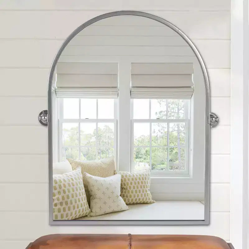 Iron Metal Frame Windowpane Wall Mirror Farmhouse Rustic Elegant Decor for Living Room Bedroom Bathroom Entryway