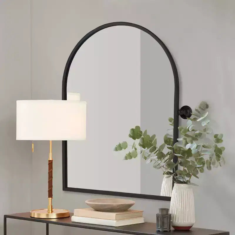 Iron Metal Frame Windowpane Wall Mirror Farmhouse Rustic Elegant Decor for Living Room Bedroom Bathroom Entryway