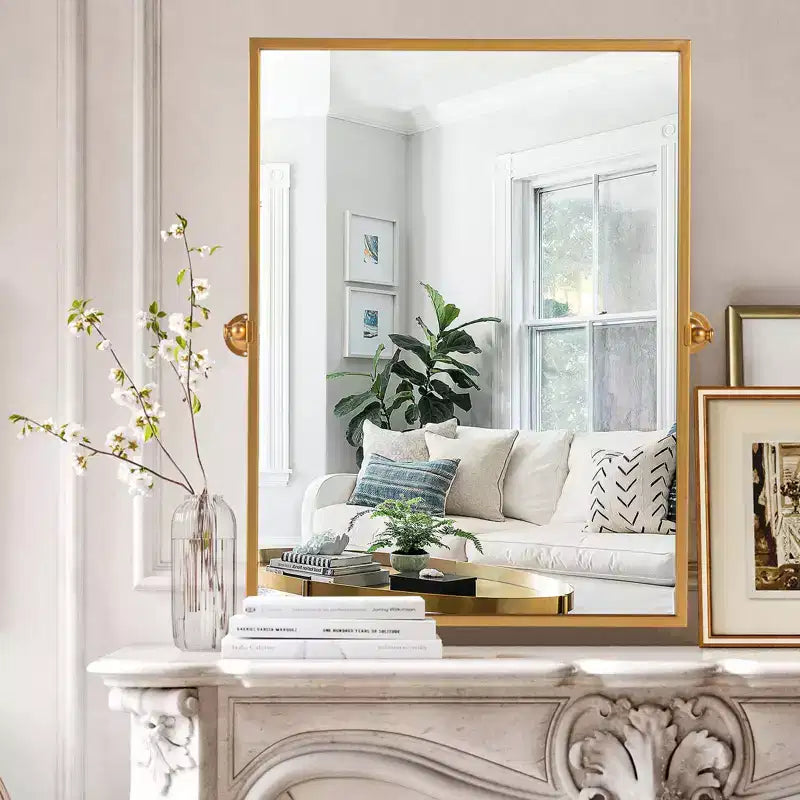 Iron Metal Frame Windowpane Wall Mirror Farmhouse Rustic Elegant Decor for Living Room Bedroom Bathroom Entryway