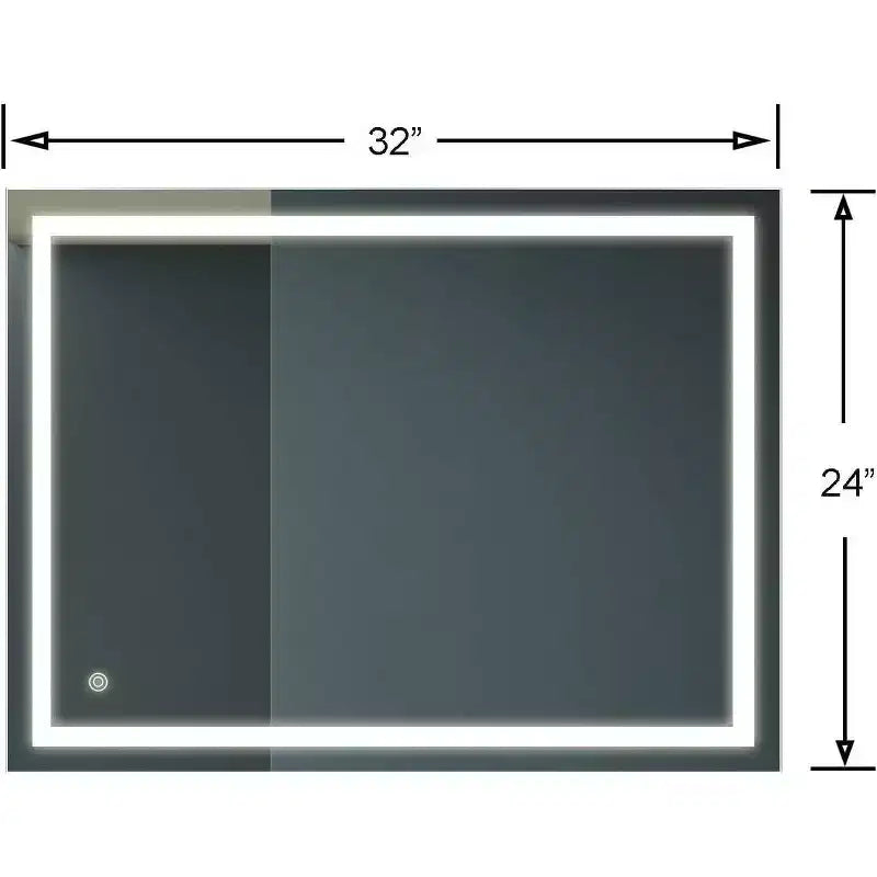32 x 24 Inch Bathroom Mirror, Wall Mounted Vanity Mirror with Touch Control, Dimmable Brightness, Anti-Fog, Color Temperature Selection