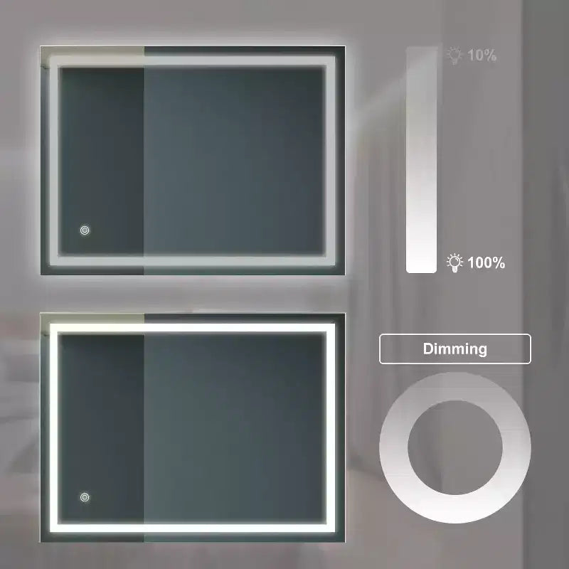 32 x 24 Inch Bathroom Mirror, Wall Mounted Vanity Mirror with Touch Control, Dimmable Brightness, Anti-Fog, Color Temperature Selection