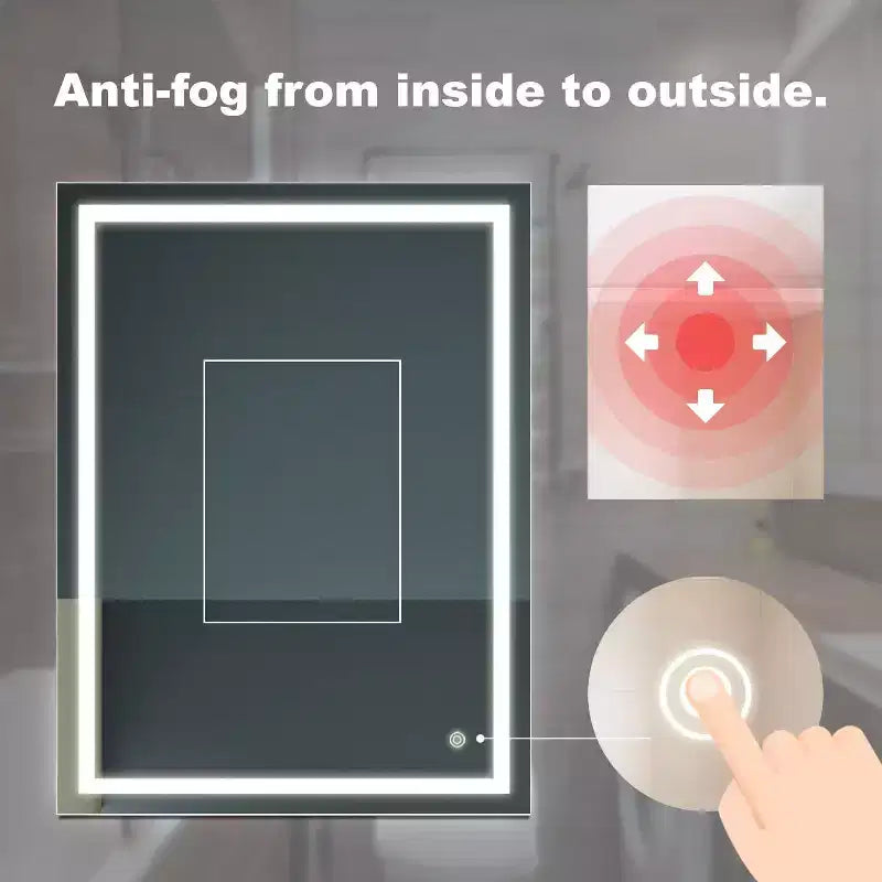 32 x 24 Inch Bathroom Mirror, Wall Mounted Vanity Mirror with Touch Control, Dimmable Brightness, Anti-Fog, Color Temperature Selection