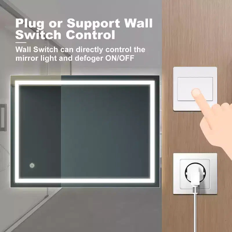 32 x 24 Inch Bathroom Mirror, Wall Mounted Vanity Mirror with Touch Control, Dimmable Brightness, Anti-Fog, Color Temperature Selection