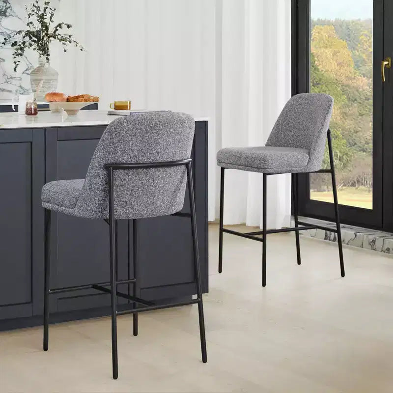 Modern 27 inch Counter Height Bar Stool with Gold Frame Set of 2