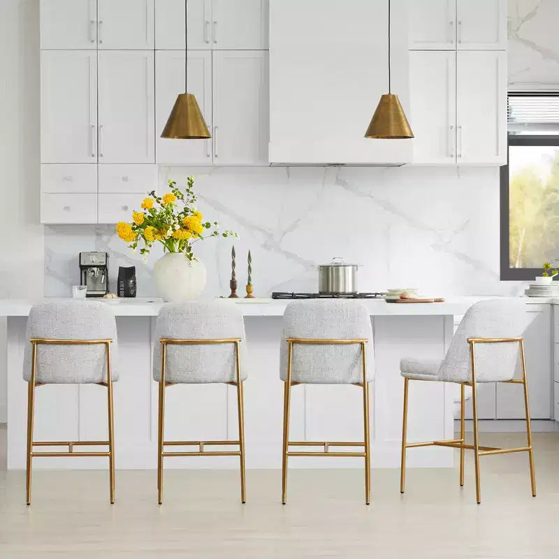 Modern 27 inch Counter Height Bar Stool with Gold Frame Set of 2