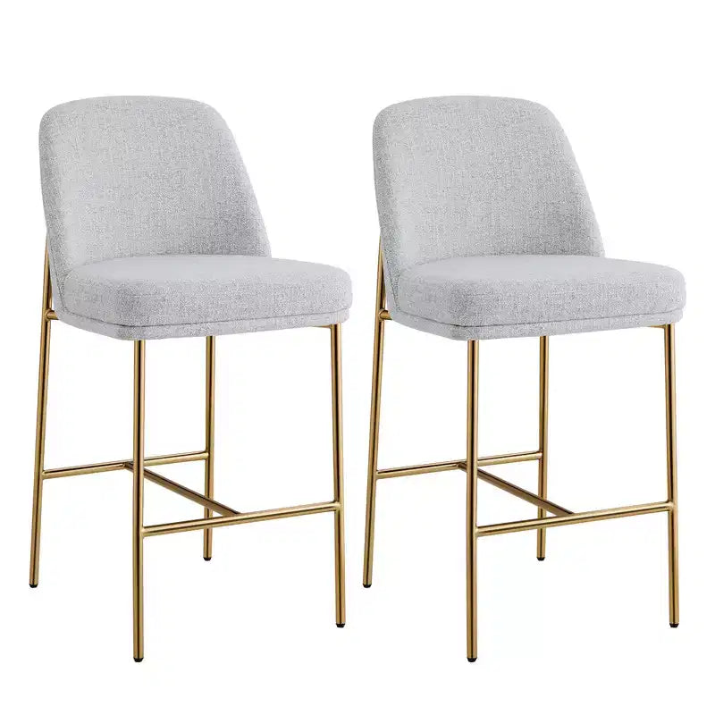 Modern 27 inch Counter Height Bar Stool with Gold Frame Set of 2