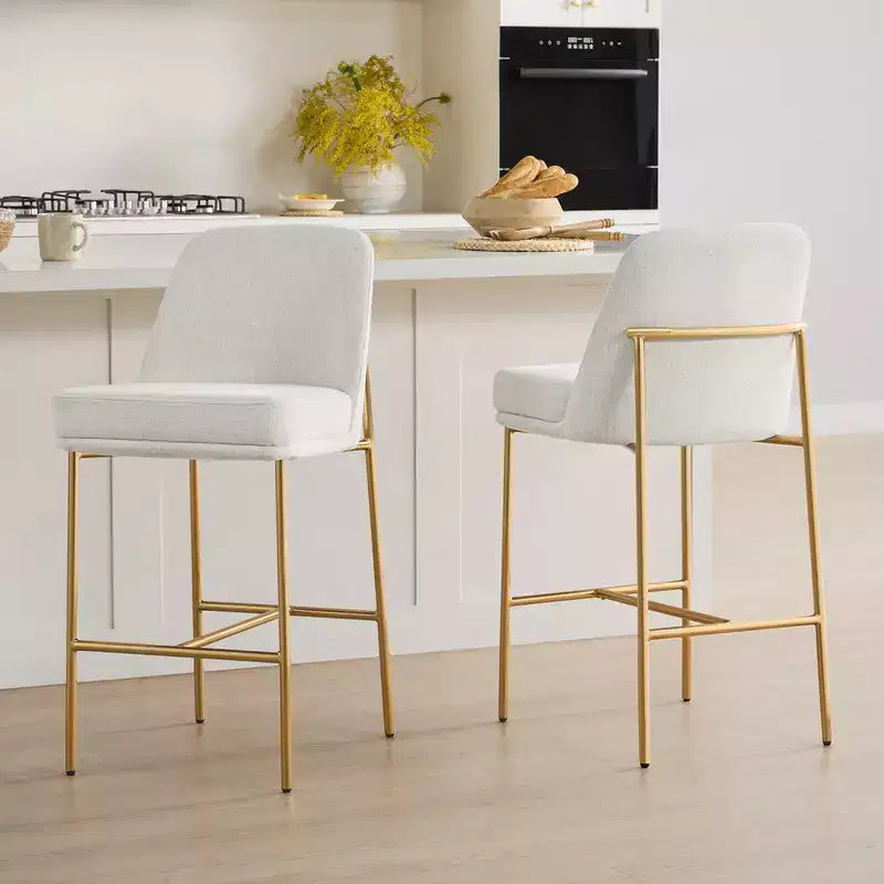 Modern 27 inch Counter Height Bar Stool with Gold Frame Set of 2