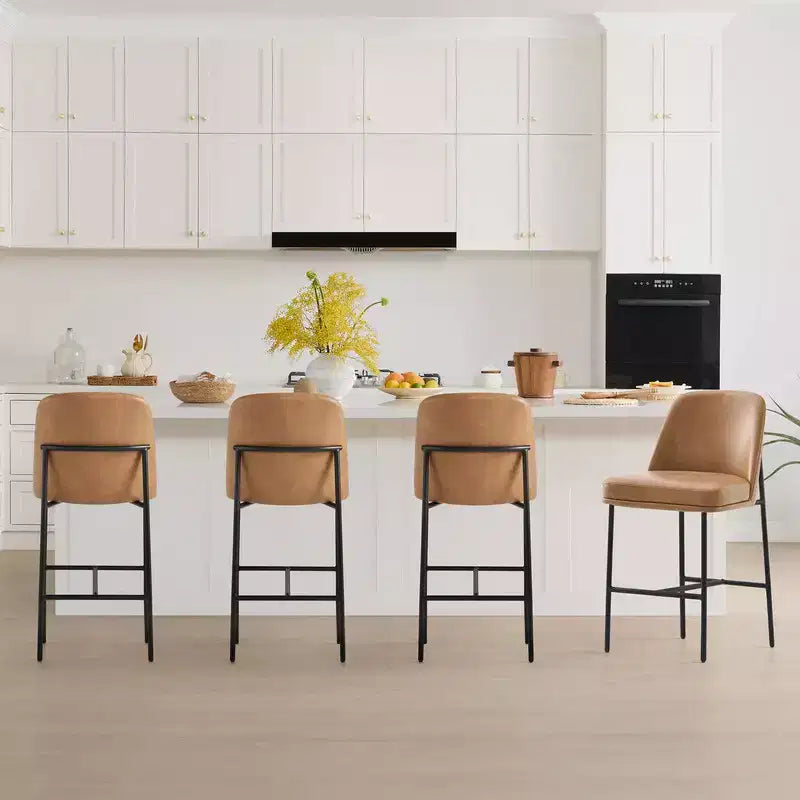 Modern 27 inch Counter Height Bar Stool with Gold Frame Set of 2