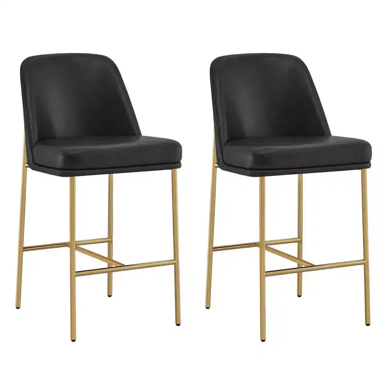 Modern 27 inch Counter Height Bar Stool with Gold Frame Set of 2