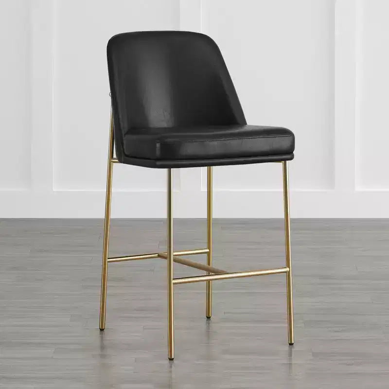 Modern 27 inch Counter Height Bar Stool with Gold Frame Set of 2