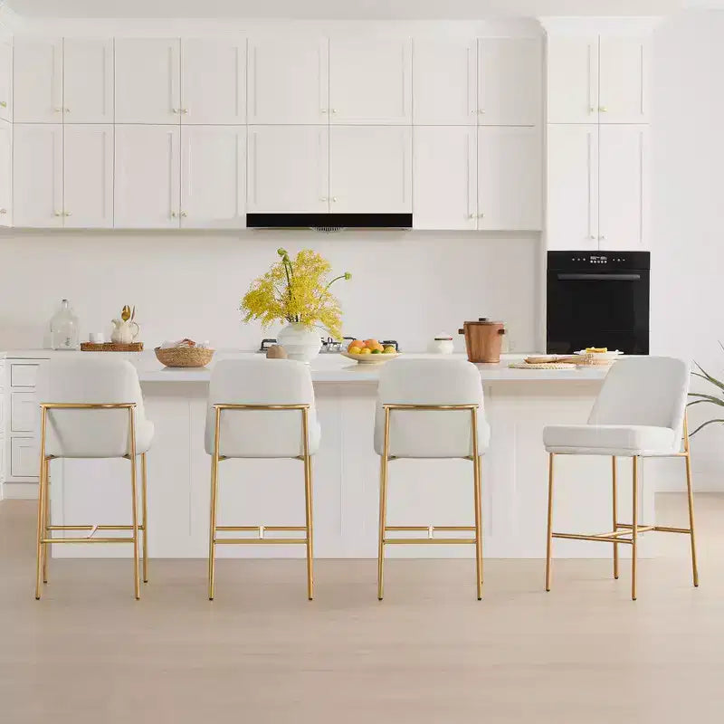 Modern 27 inch Counter Height Bar Stool with Gold Frame Set of 2