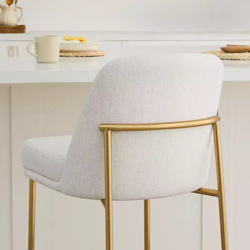 Modern 27 inch Counter Height Bar Stool with Gold Frame Set of 2