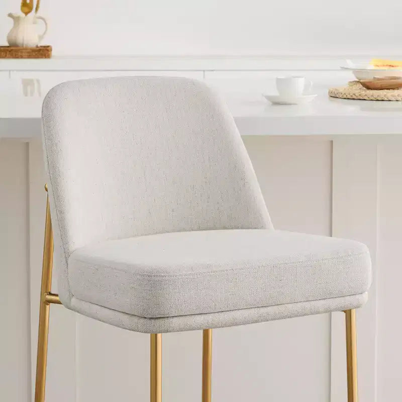 Modern 27 inch Counter Height Bar Stool with Gold Frame Set of 2