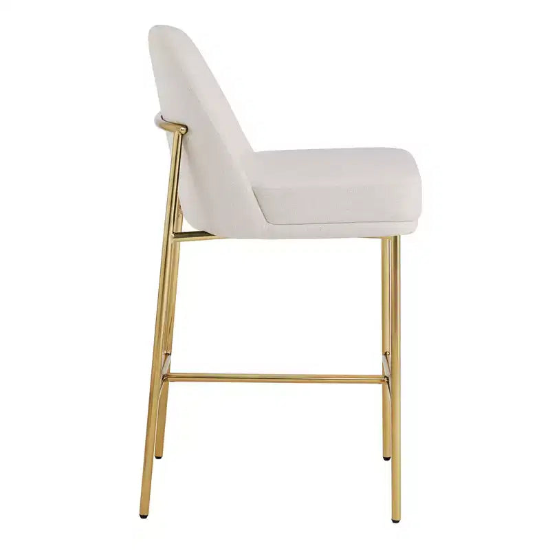 Modern 27 inch Counter Height Bar Stool with Gold Frame Set of 2