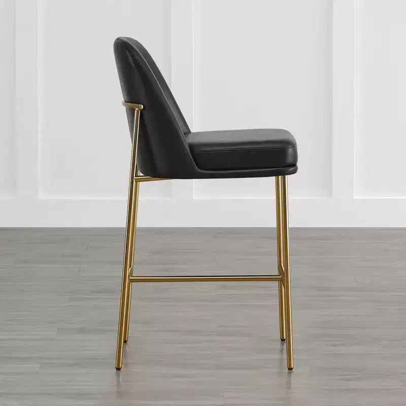 Modern 27 inch Counter Height Bar Stool with Gold Frame Set of 2