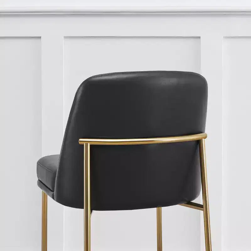 Modern 27 inch Counter Height Bar Stool with Gold Frame Set of 2