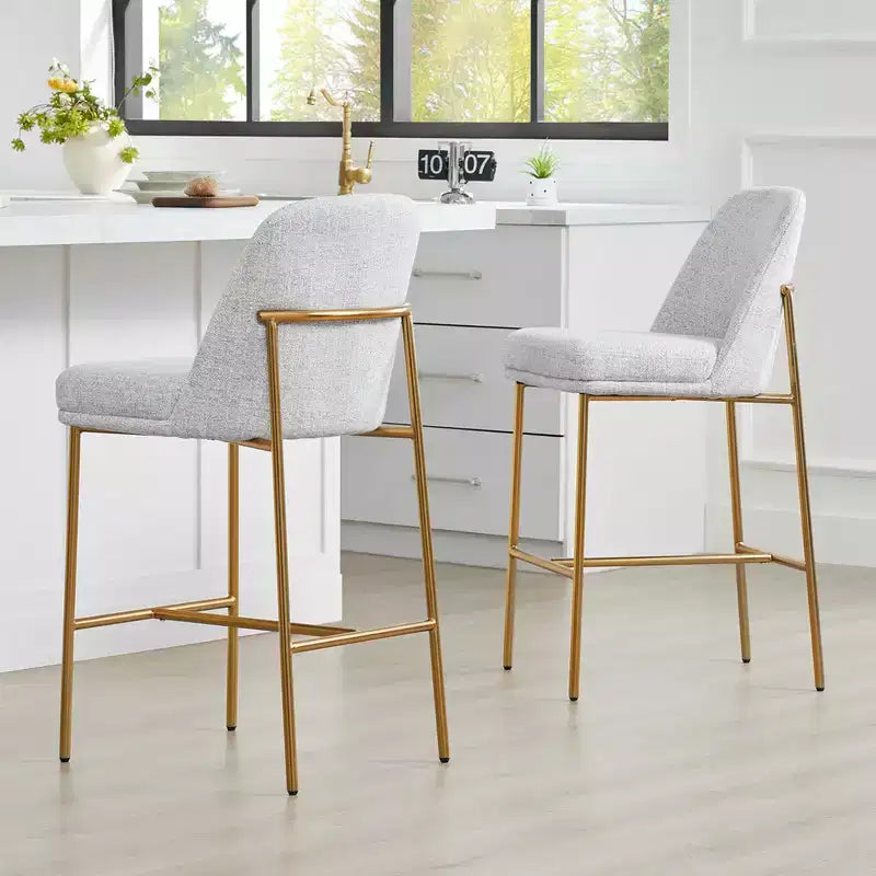 Modern 27 inch Counter Height Bar Stool with Gold Frame Set of 2
