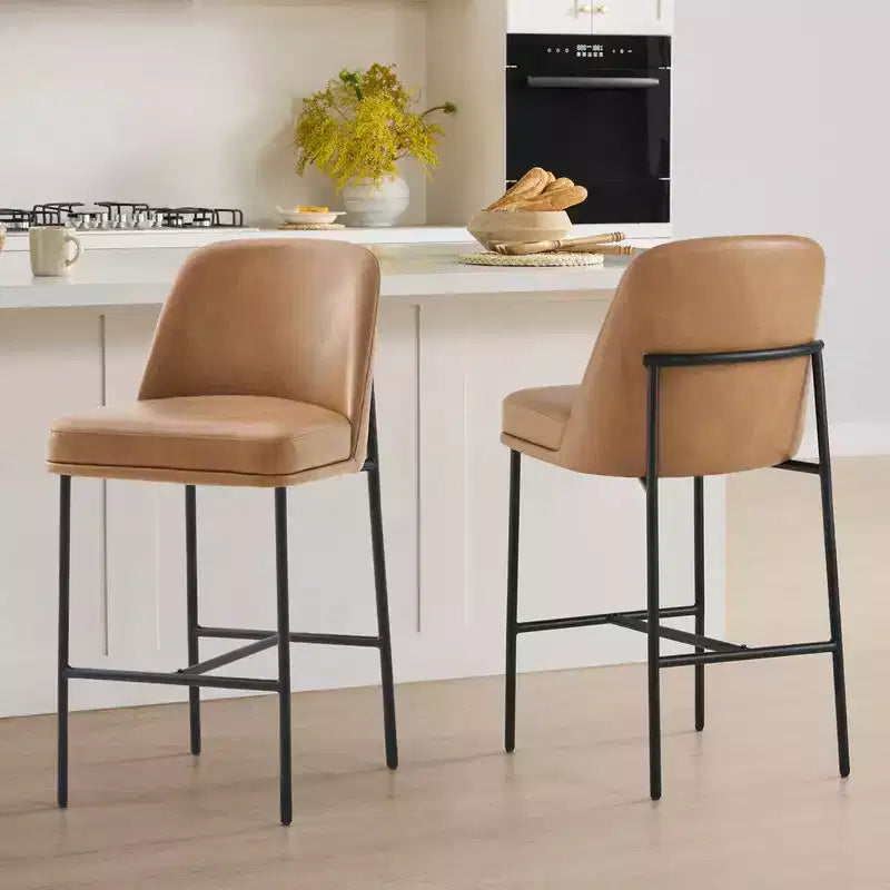 Modern 27 inch Counter Height Bar Stool with Gold Frame Set of 2