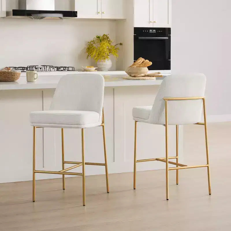 Modern 27 inch Counter Height Bar Stool with Gold Frame Set of 2