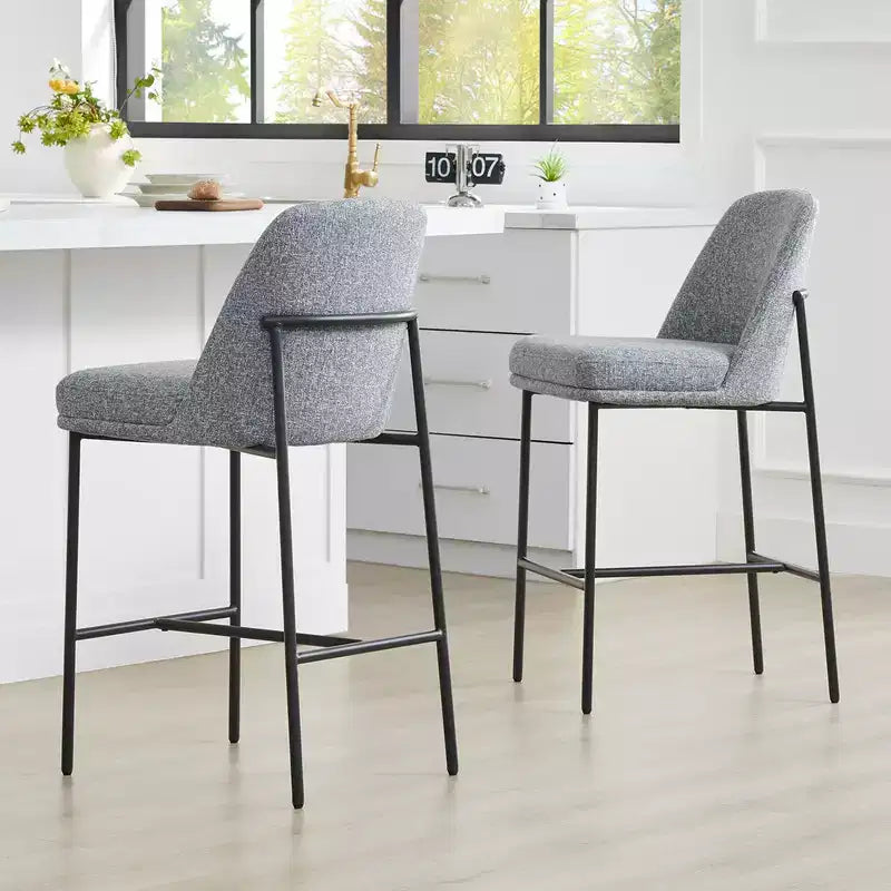 Modern 27 inch Counter Height Bar Stool with Gold Frame Set of 2