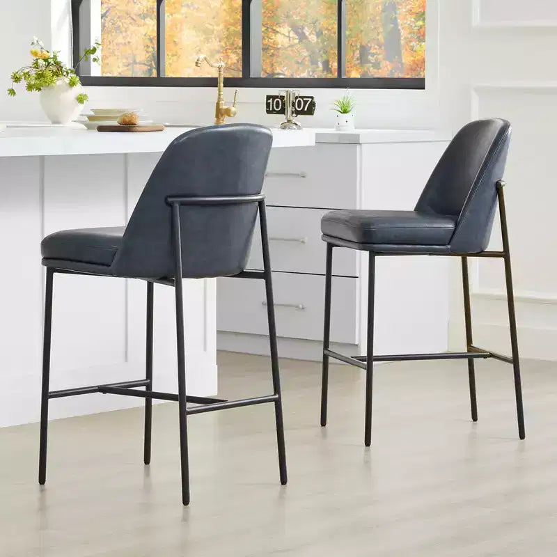Modern 27 inch Counter Height Bar Stool with Gold Frame Set of 2