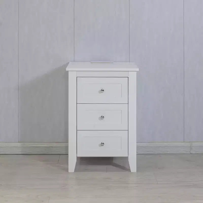 Nightstand Side Table with 2 Storage Drawers, Easy to Assemble, Mid-Century Vintage Bedside Table for Bedroom, Living Room, Salon, Office, White
