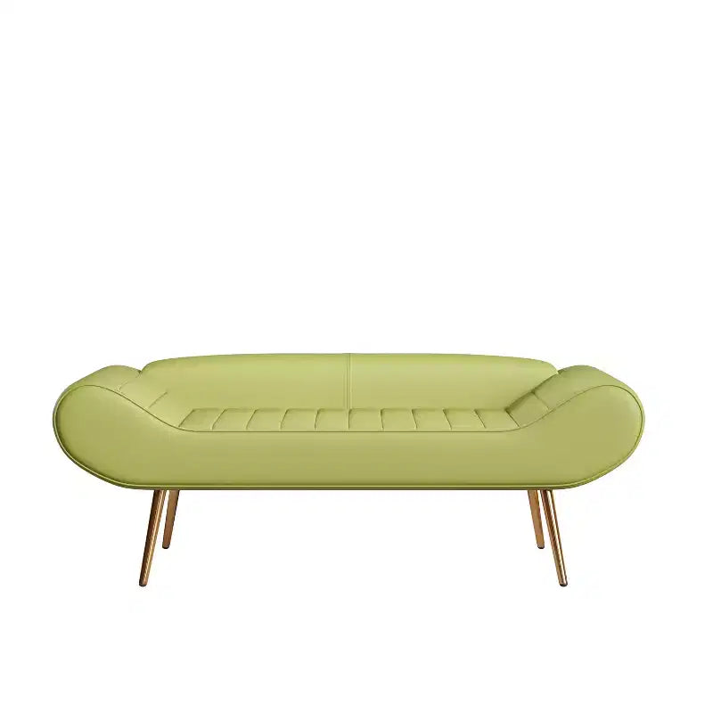 57 Inch Sofa Stool Bench with Armrest Backrest Metal Leg 400lbs Load Capacity PVC Fabric Curved Sofa for Bedroom End of Bed Green