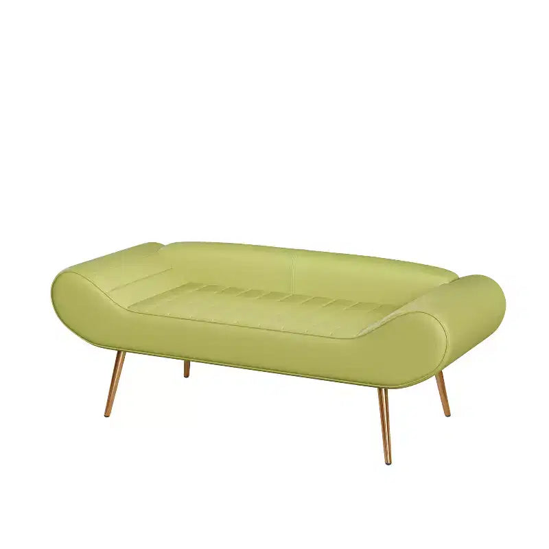 57 Inch Sofa Stool Bench with Armrest Backrest Metal Leg 400lbs Load Capacity PVC Fabric Curved Sofa for Bedroom End of Bed Green