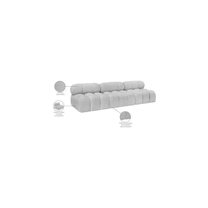 Ames Grey Boucle Fabric Modular Sofa