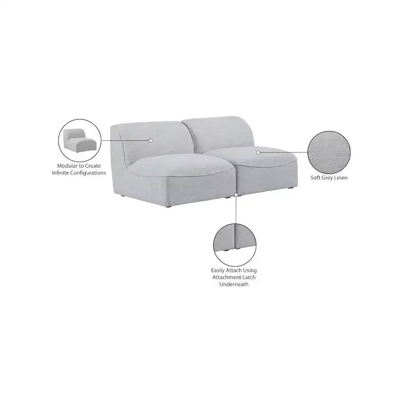 Miramar Durable Linen Textured Modular Sofa