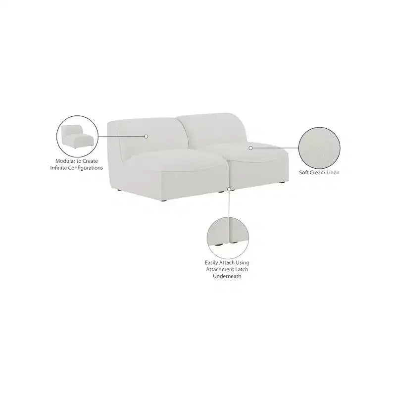 Miramar Durable Linen Textured Modular Sofa