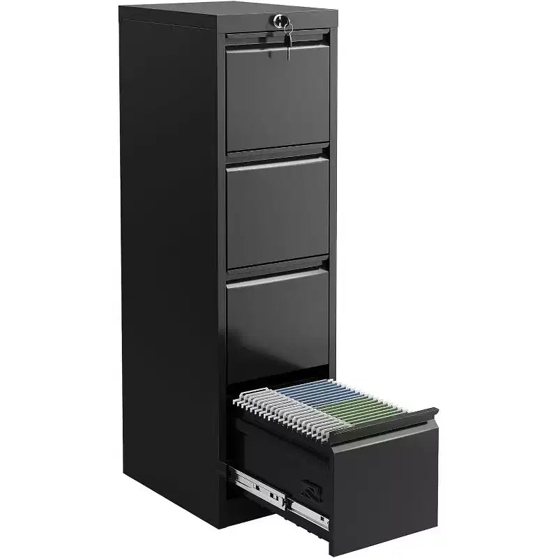 4 Drawer File Cabinet with Lock, Metal Filing Cabinets, Vertical Small Filing Cabinet Steel Lockable Storage Cabinets for Home Office