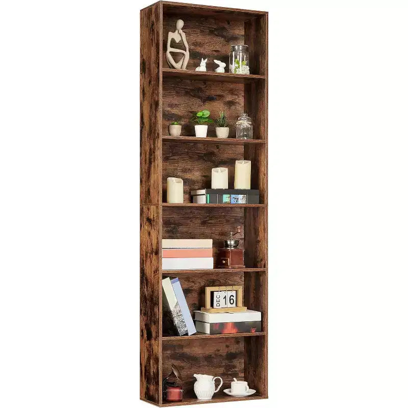 Industrial 6 Tier Bookcase, Tall Storage Shelf for Home Office, 71 Inch Modern Bookshelf for Living Room, Bedroom, Easy Assembly