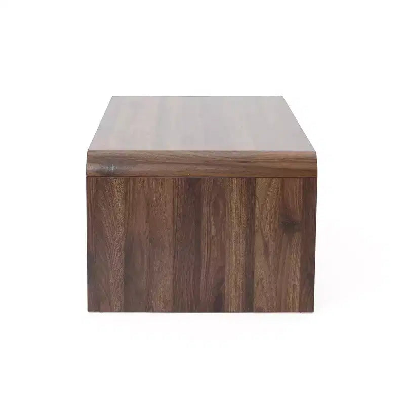 47'' Coffee Table with Storage, Walnut Finish Wood 2-Drawer Open Storage Center Table with Rounded Corners for Living Room Brown
