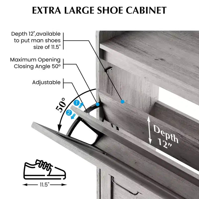 Shoe Cabinet with 4 Flip Drawers,Narrow Shoe Cabinet Storage,Freestanding Shoe Storage Cabinet Organizer,Dry and Wet Separation with Metal Legs