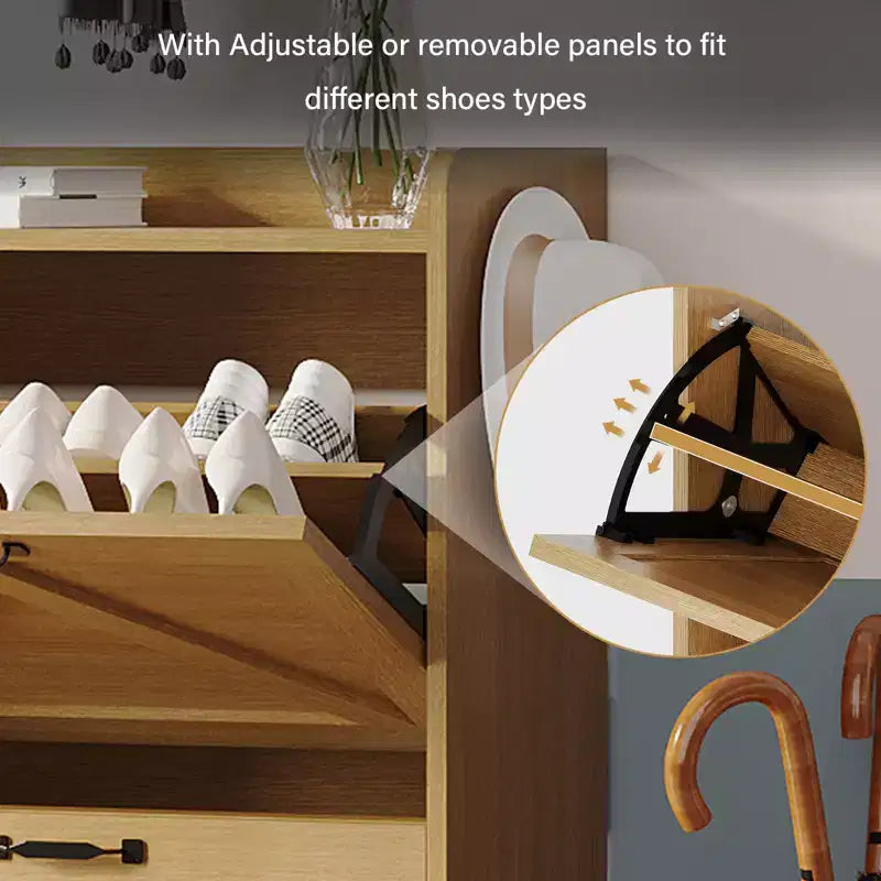 Shoe Cabinet with 4 Flip Drawers,Narrow Shoe Cabinet Storage,Freestanding Shoe Storage Cabinet Organizer,Dry and Wet Separation with Metal Legs