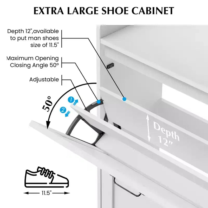 Shoe Cabinet with 4 Flip Drawers,Narrow Shoe Cabinet Storage,Freestanding Shoe Storage Cabinet Organizer,Dry and Wet Separation with Metal Legs