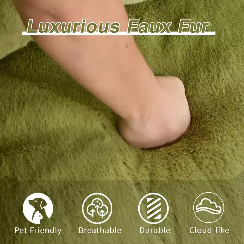 Ultra Soft Fluffy Loveseat Floor Bean Bag Sofa with Plump Pillows,Oversized Lazy Lounge Couch for Living Room,Bedroom