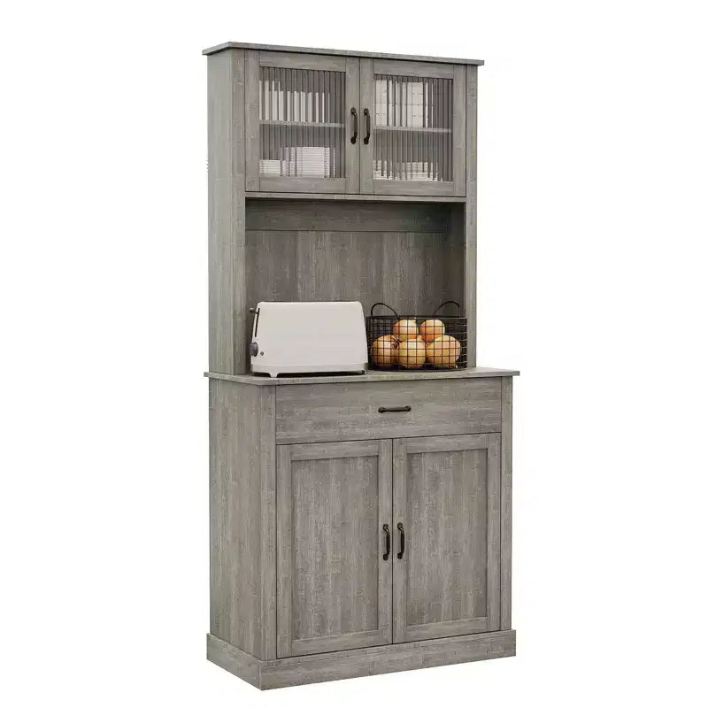 70.9 Tall Kitchen Pantry Cabinet, Wood Cupboard Storage Cabinet with Microwave Stand, Freestanding Hutch Cabinet, Coffee Bar Cabinet