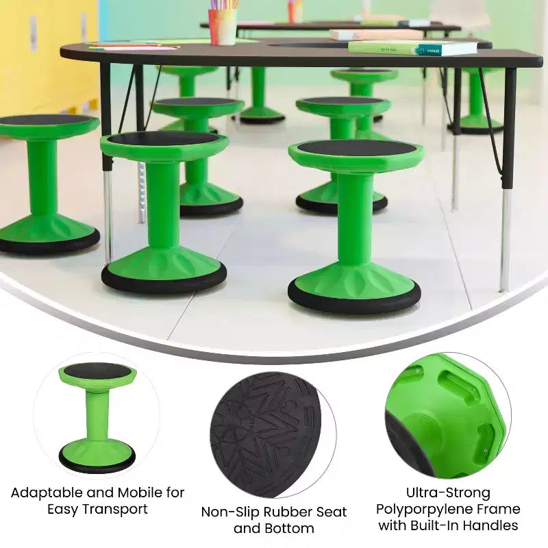 Lucas Fixed Height Kids Flexible Active Stool for Classroom and Home with Non-Skid Bottom