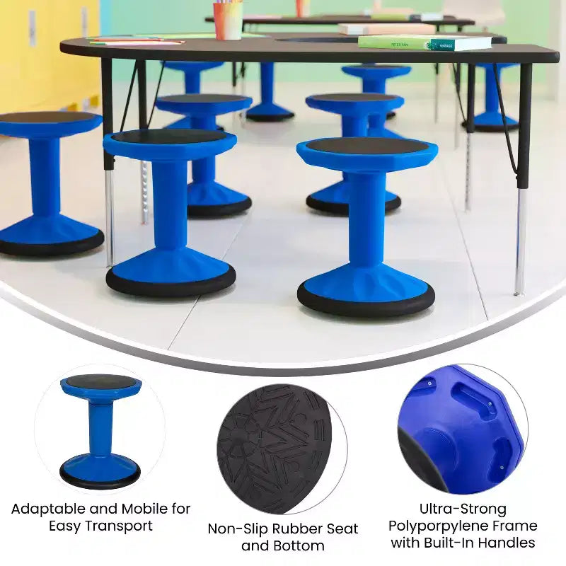 Flash Furniture Lucas Fixed Height Kids Flexible Active Stool for Classroom and Home with Non-Skid Bottom