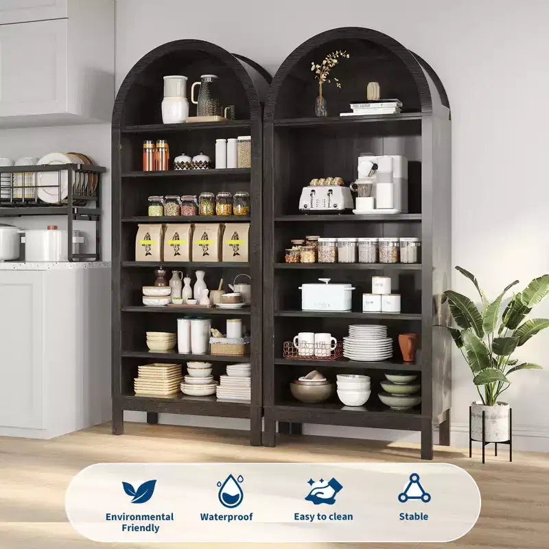 71 Arched Shoe Cabinet, 7-Tier Adjustable Shoe Rack with Open Shelves, Entryway Organizer